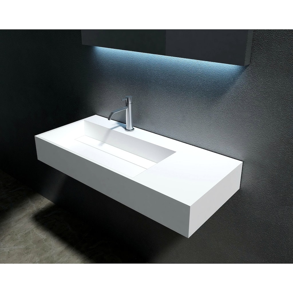 Juniper 36" Solid Surface Wall Mounted Sink - Left Basin