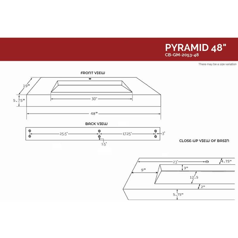 Pyramid Solid Surface Wall Mounted Sink