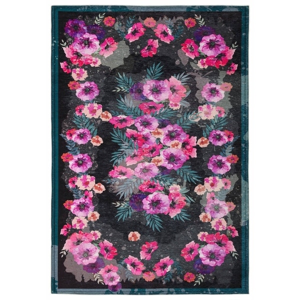 Maxy Home Valencia Contemporary Dark Floral 2 ft. 7 in. x 4 ft. 11 in. Area Rug - 2'7 x 4'11