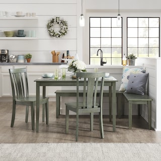 Wilmington II Rectangular Antique Sage Green Breakfast Nook Set by iNSPIRE Q Classic