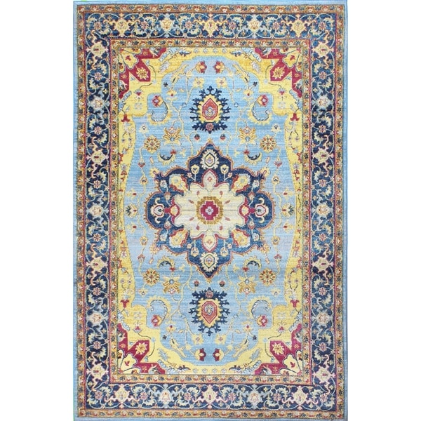 Gene Light Blue Transitional Area Rug - 3'6" x 5'6"