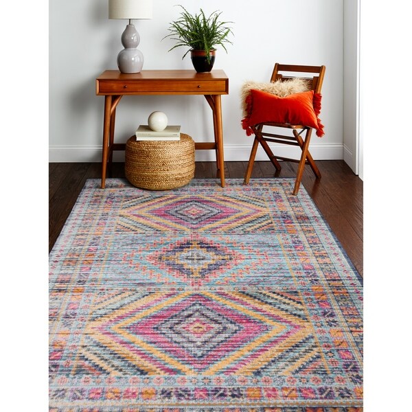 Nick Dark Blue Transitional Area Rug - 7'7" x 9'6"