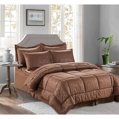 Elegant Comfort 8-PIECE Bed-in-a-Bag Bamboo Design Comforter with Storage Pockets