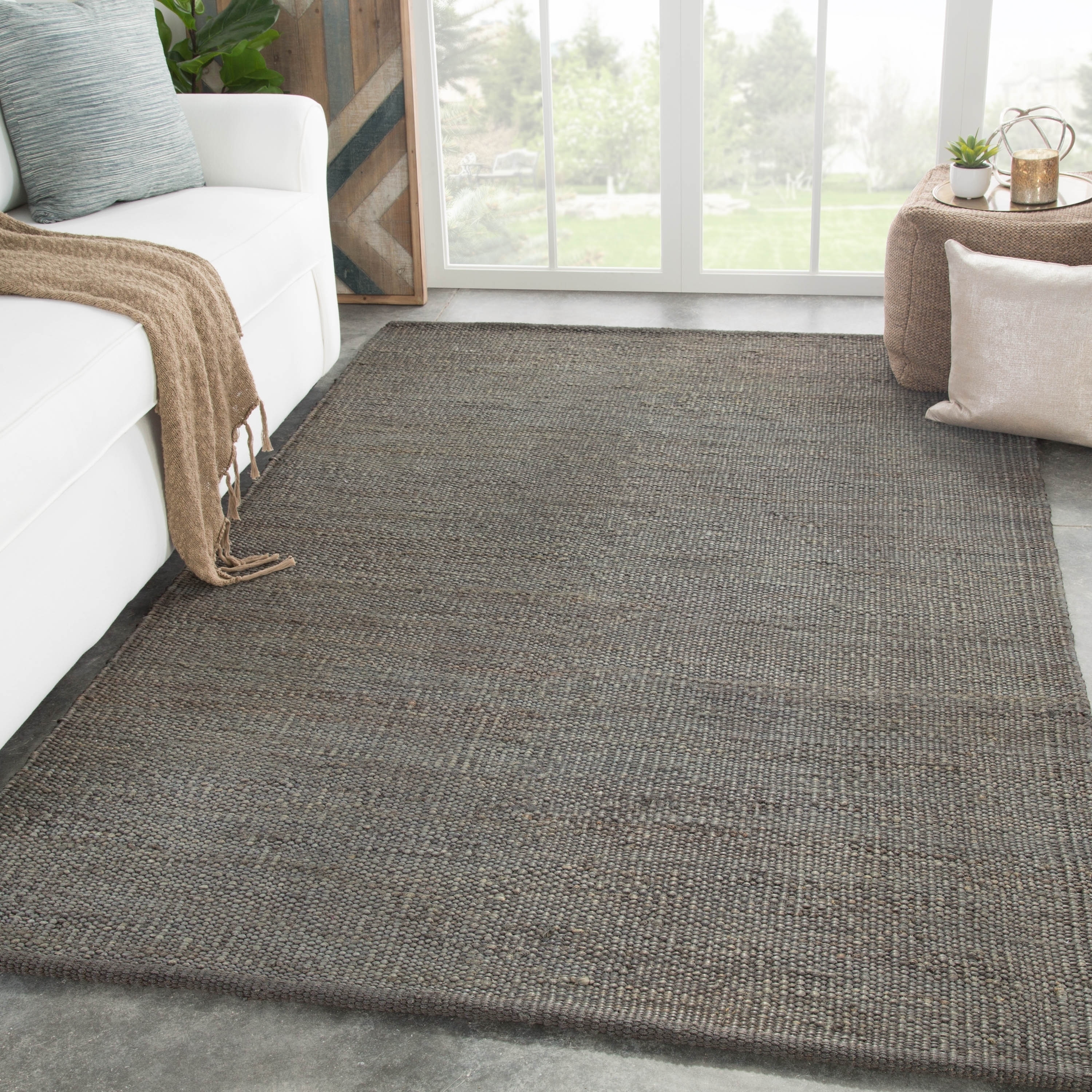 Castine Natural Solid Dark Gray Area Rug 5 X 8 Castine Natural Solid Dark Gray Area Rug 5 X 8