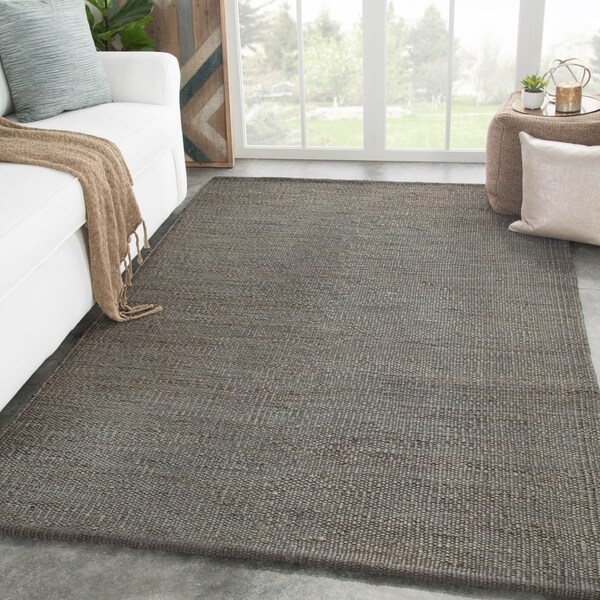 Castine Natural Jute Solid Dark Gray Handmade Area Rug 5 X 8 Castine Natural Jute Solid Dark Gray Handmade Area Rug