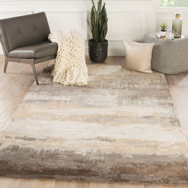 Ilsted Handmade Abstract Gray/ Tan Area Rug - 2' x 3'