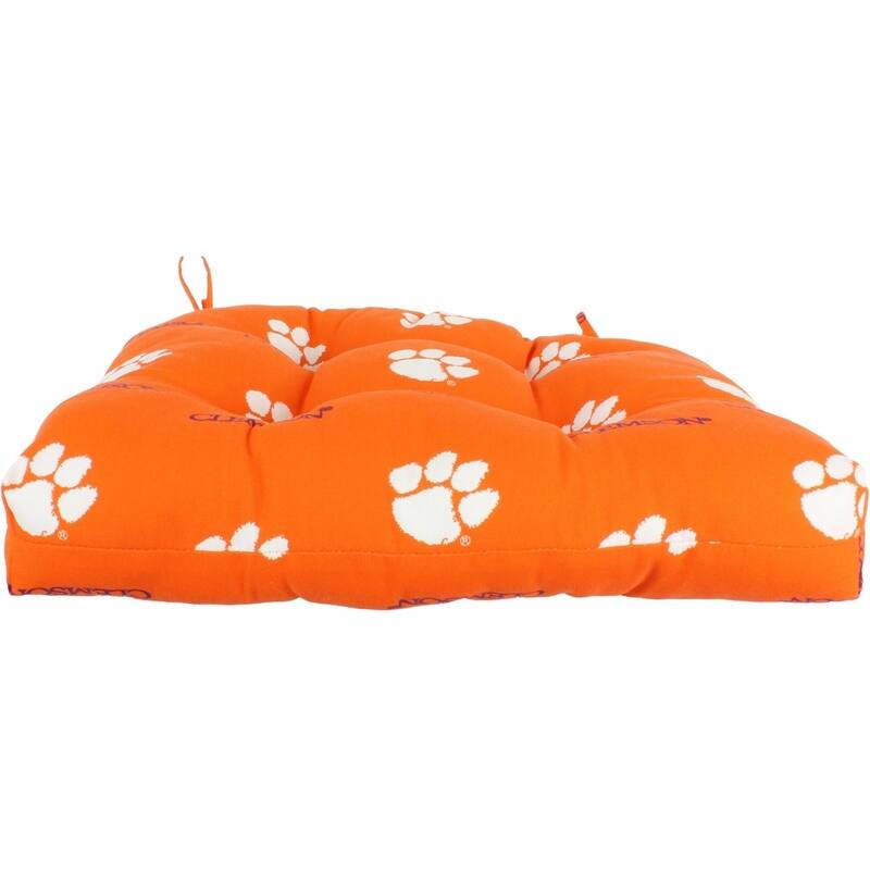 Clemson Tigers Indoor / Outdoor Seat Cushion Patio D Cushion 20" x 20", 2 Tie Backs - 20" x 20" x 3"