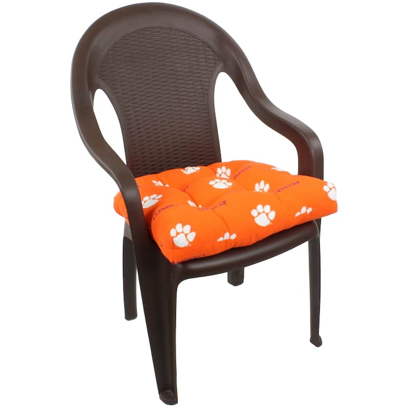 Clemson Tigers Indoor / Outdoor Seat Cushion Patio D Cushion 20" x 20", 2 Tie Backs - 20" x 20" x 3"