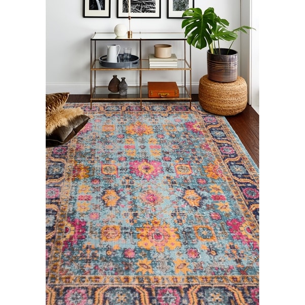 Nate Teal Transitional Area Rug - 8'7" x 11'6"