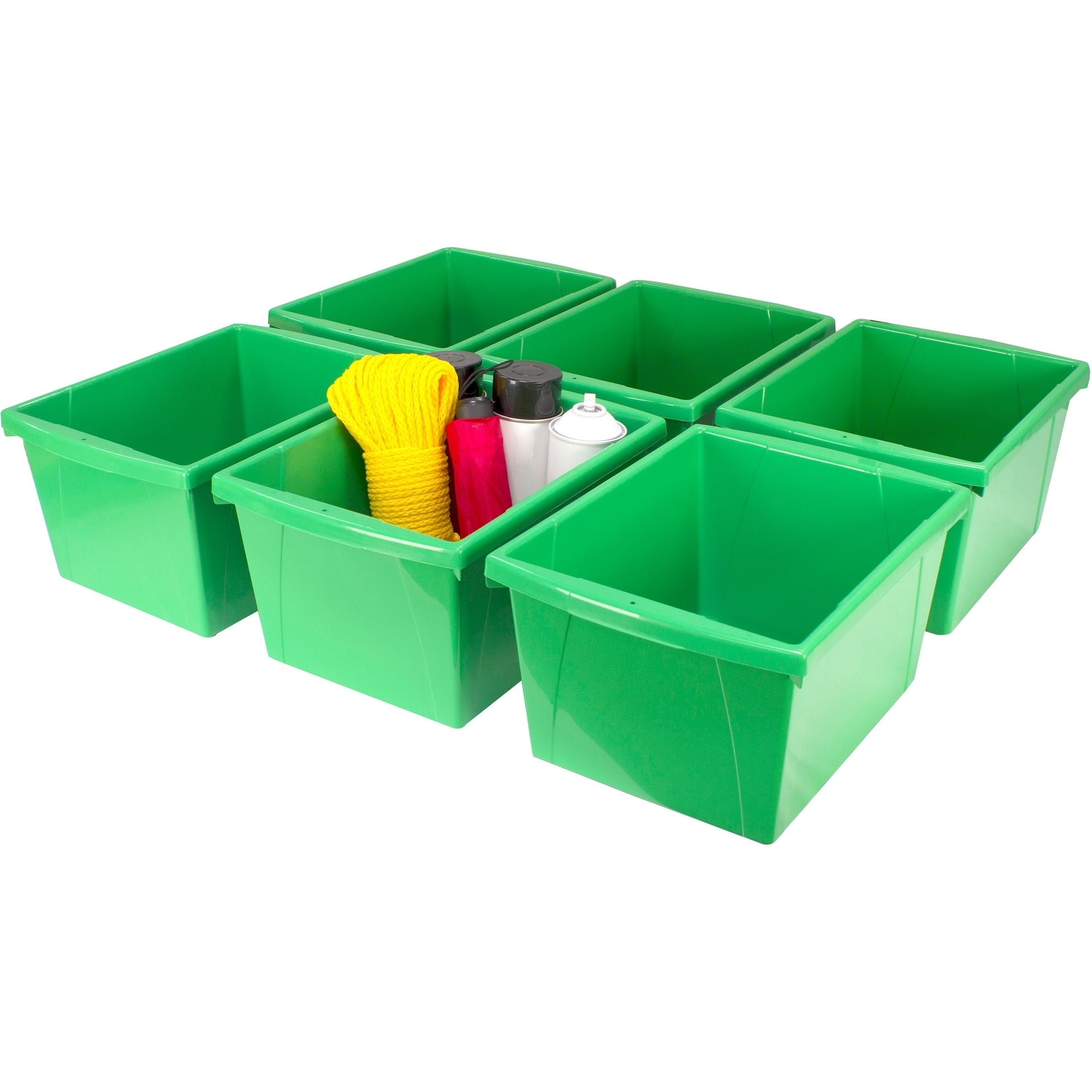 Storex 4 Gallon (15L) Classroom Storage Bin, Assorted Colors, 6-Pack