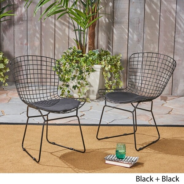 outdoor black wire chairs