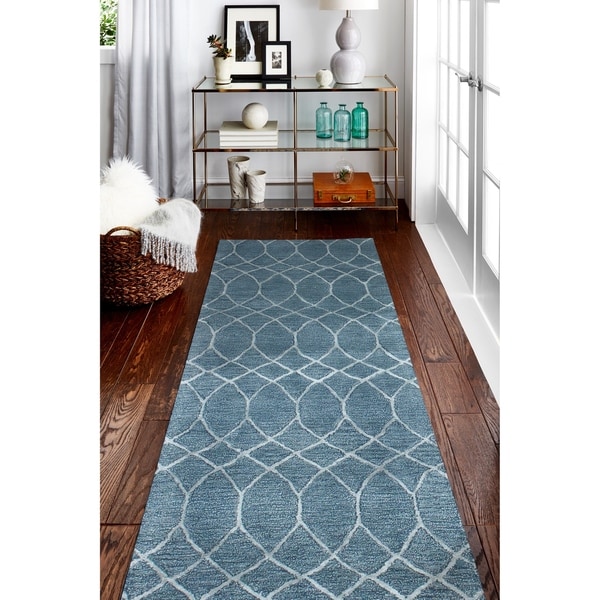 Marilyn Azure Contemporary Area Rug - 2'6" x 8' Runner