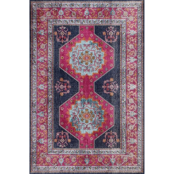 Neil Dark Blue Transitional Area Rug - 5'3" x 7'6"