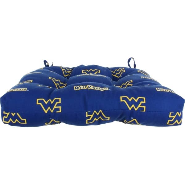West Virginia Mountaineers Indoor Outdoor Seat Cushion Patio D Cushion 20 X 20 2 Tie Backs 20 X 20 X 3 Overstock 21704876