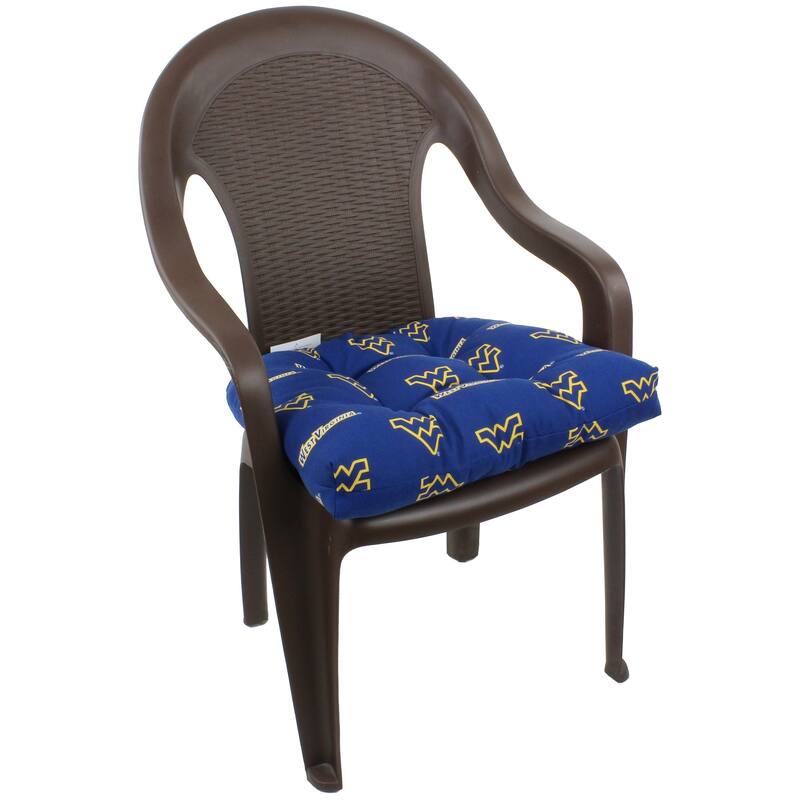 West Virginia Mountaineers Indoor / Outdoor Seat Cushion Patio D Cushion 20" x 20", 2 Tie Backs - 20" x 20" x 3"