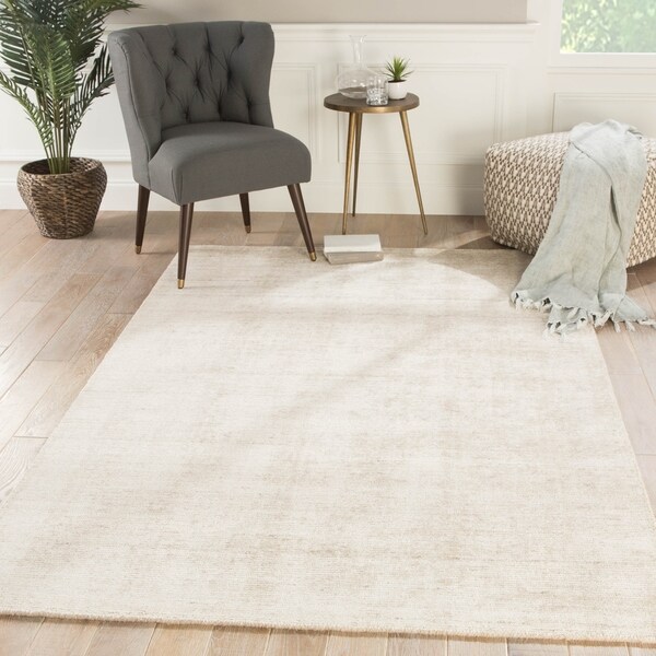 Blakelock Handmade Solid Beige/ Ivory Area Rug - 7'10" x 10'10"