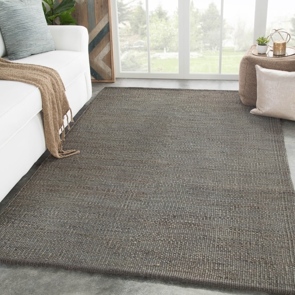 Shop Castine Natural Solid Dark Gray Area Rug 2' x 3' Free Shipping