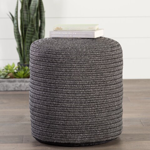 Corinth Solid Dark Gray Indoor/ Outdoor Pouf/ Floor Pillow