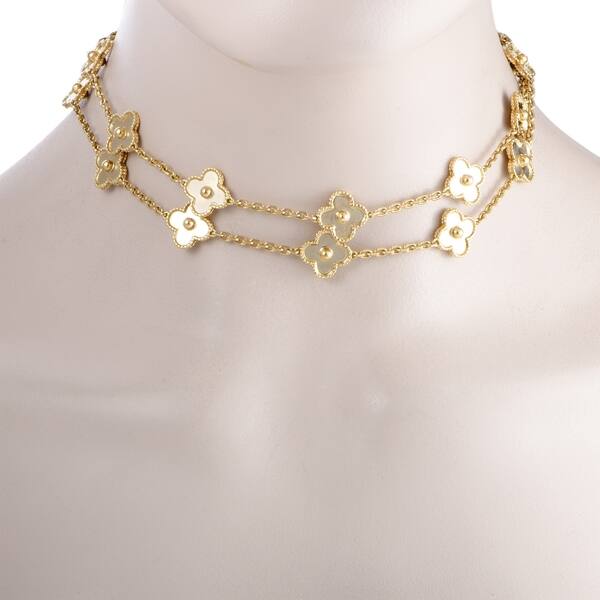 Shop Van Cleef Arpels Vintage Alhambra Yellow Gold 20 Motif Necklace Overstock 21705999