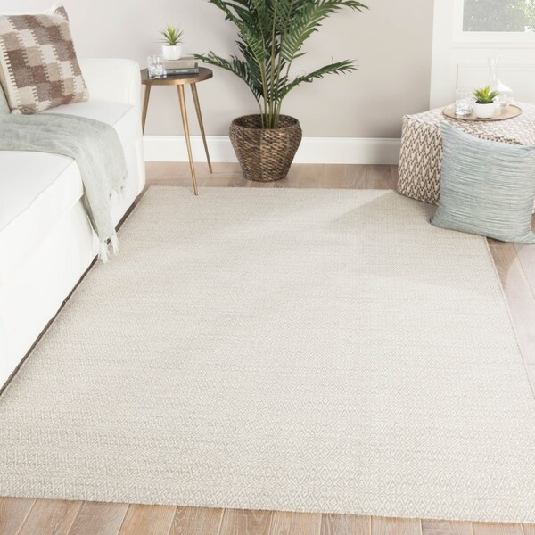 Hampshire Handmade Geometric Light Gray/ Ivory Area Rug - 5' x 8'