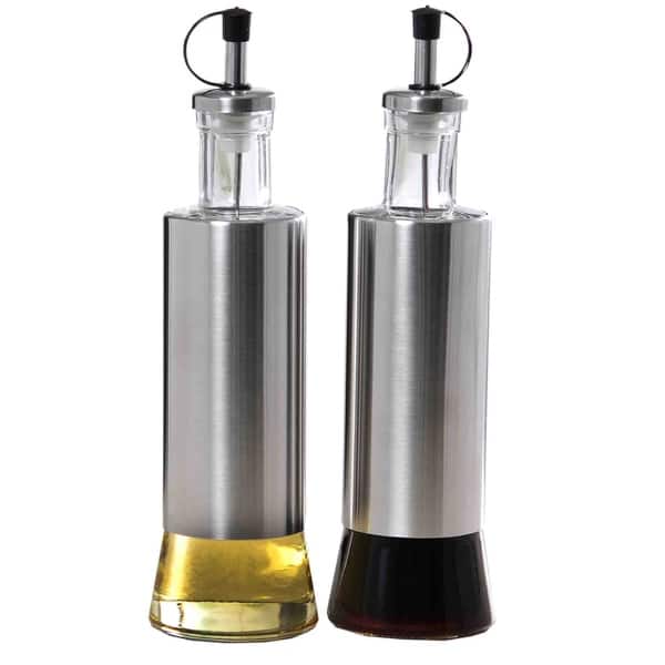 2 Piece Stainless Steel and Glass Oil and Vinegar Dispensers Bed Bath & Beyond 21706318