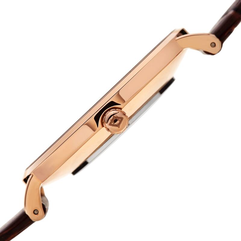 Akribos XXIV Men's Classic Date Brown Leather Strap Watch