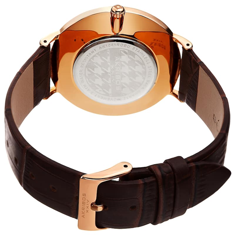 Akribos XXIV Men's Classic Date Brown Leather Strap Watch