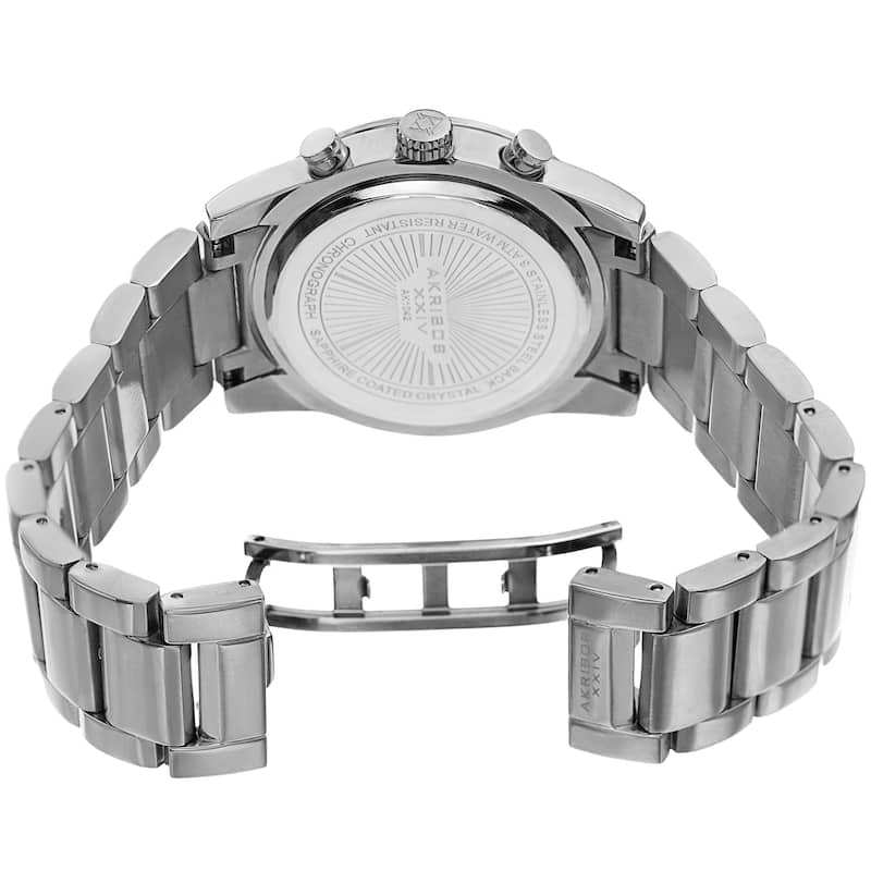 Akribos XXIV Men's Rugged Chronograph Silver-tone Stainless Steel Bracelet Watch