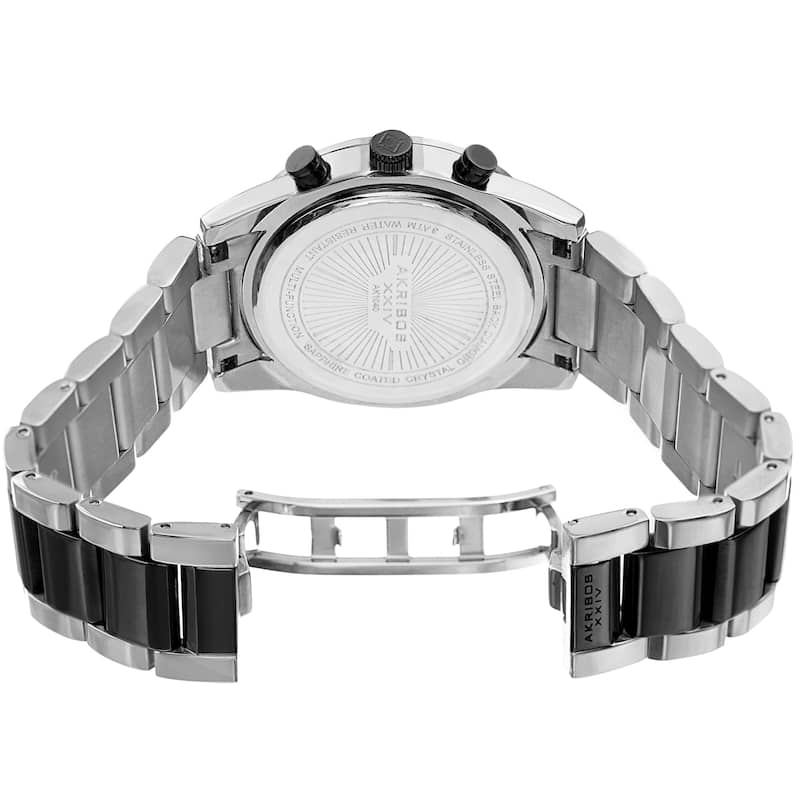 Akribos XXIV Men's Diamond Date Beaded Two-tone Bracelet Watch