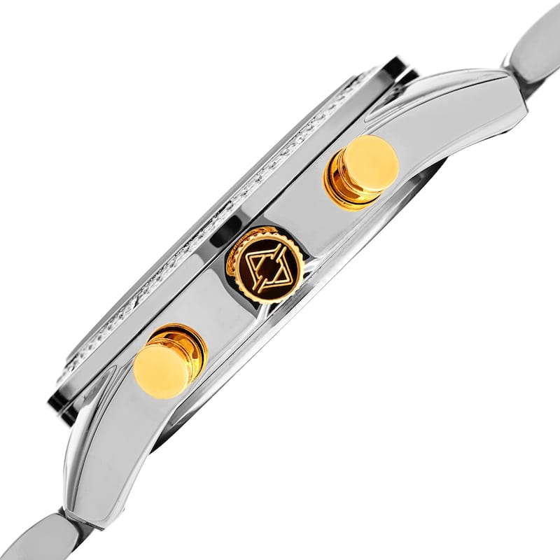 Akribos XXIV Men's Diamond Date Beaded Two-tone Bracelet Watch