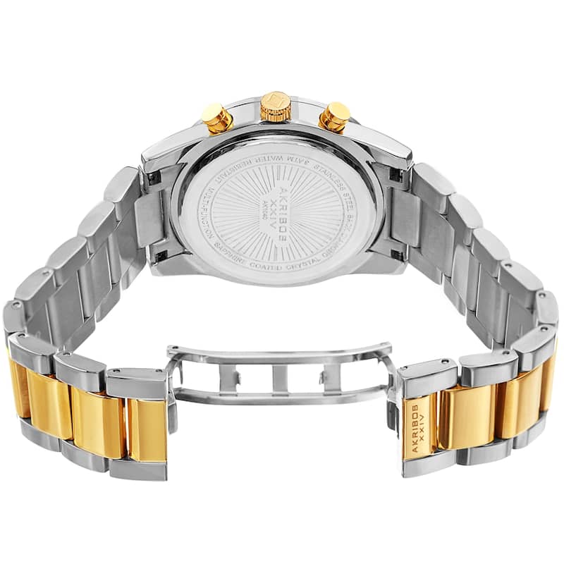 Akribos XXIV Men's Diamond Date Beaded Two-tone Bracelet Watch