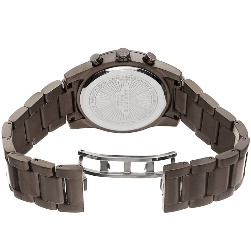 Akribos XXIV Men's Rugged Chronograph Grey Stainless Steel Bracelet Watch