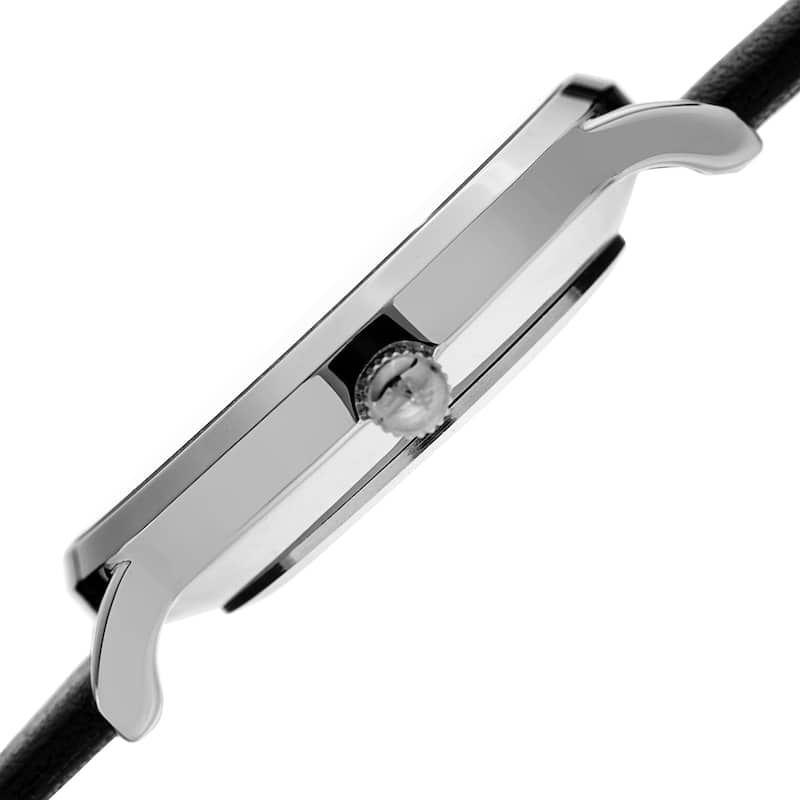 August Steiner Men's Date Multifunction Black Leather Strap Watch