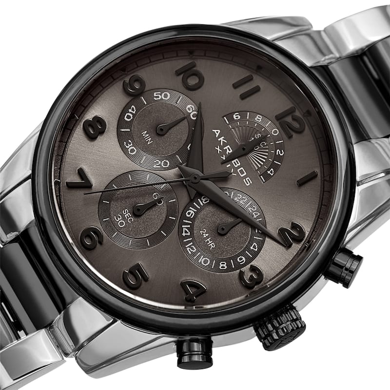 Akribos XXIV Men's Rugged Chronograph Two-tone Stainless Steel Bracelet Watch
