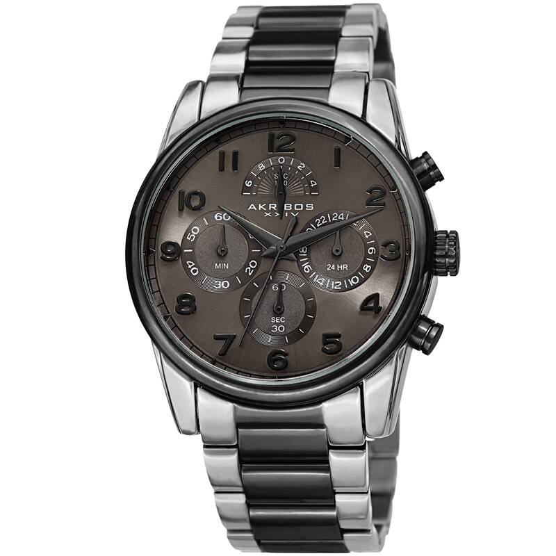 Akribos XXIV Men's Rugged Chronograph Two-tone Stainless Steel Bracelet Watch