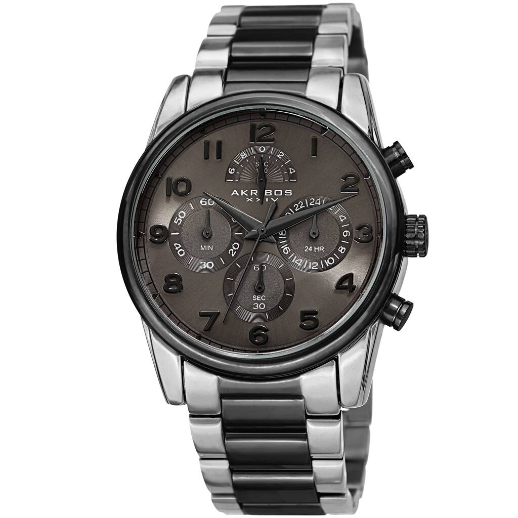 Akribos XXIV Men's Rugged Chronograph Two-tone Stainless Steel Bracelet Watch