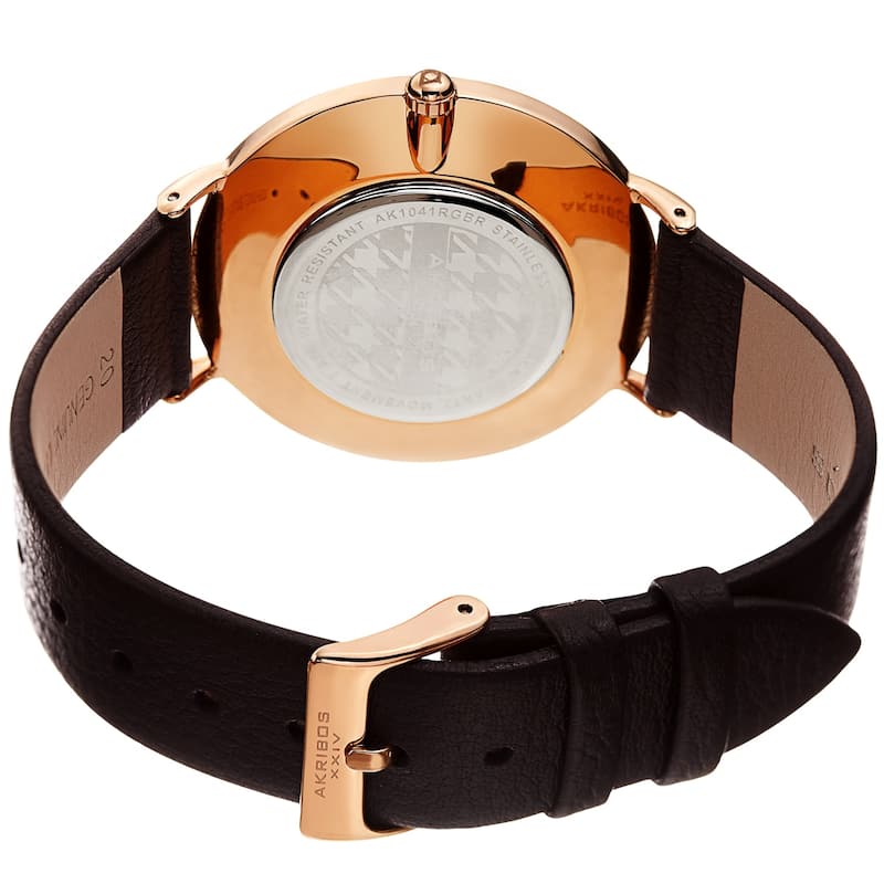 Akribos XXIV Men's Classic Date Brown Leather Strap Watch
