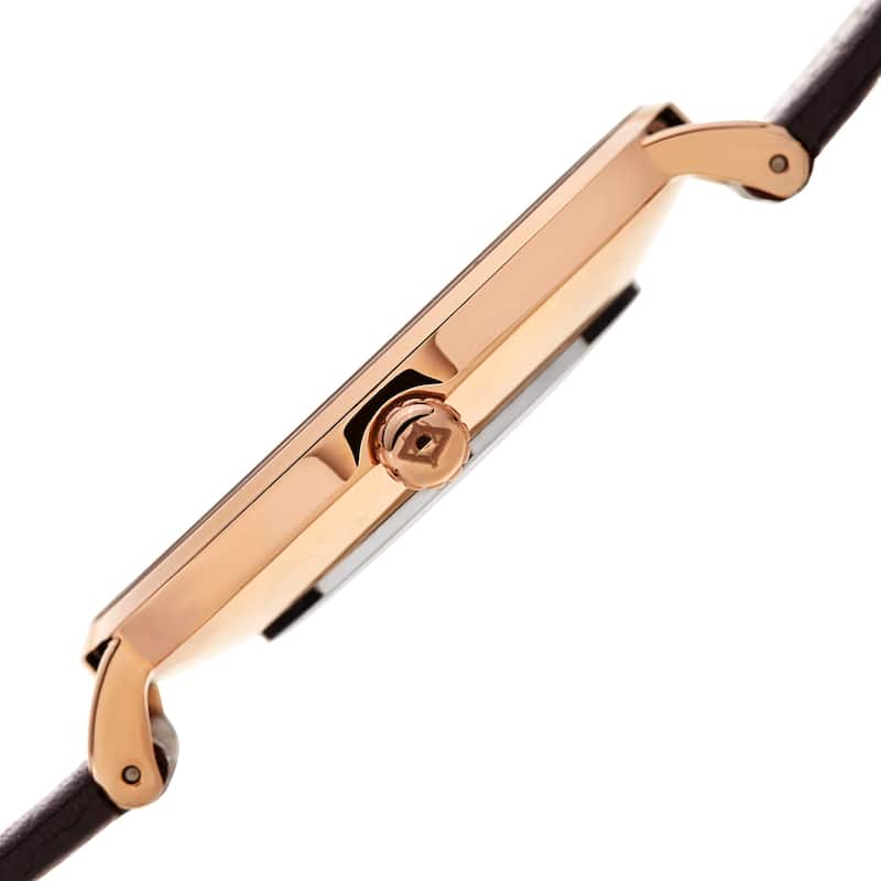 Akribos XXIV Men's Classic Date Brown Leather Strap Watch
