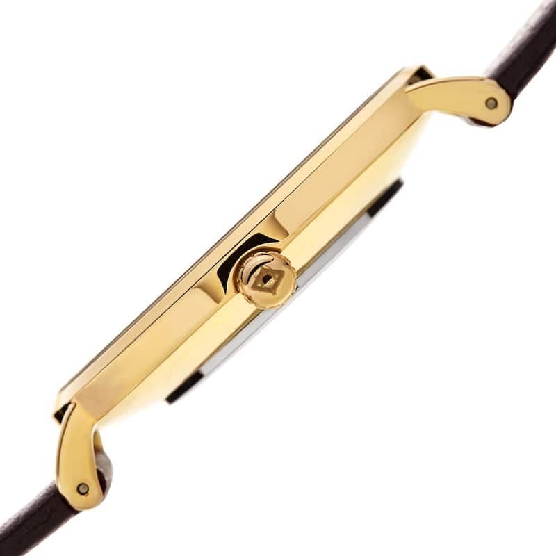 Akribos XXIV Men's Classic Date Brown Leather Strap Watch