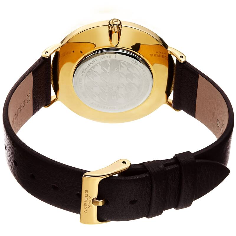 Akribos XXIV Men's Classic Date Brown Leather Strap Watch