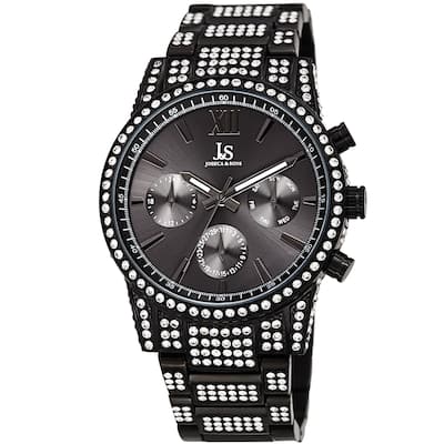Joshua & Sons Men's Calendar Date Radiant Crystal Black Bracelet Watch