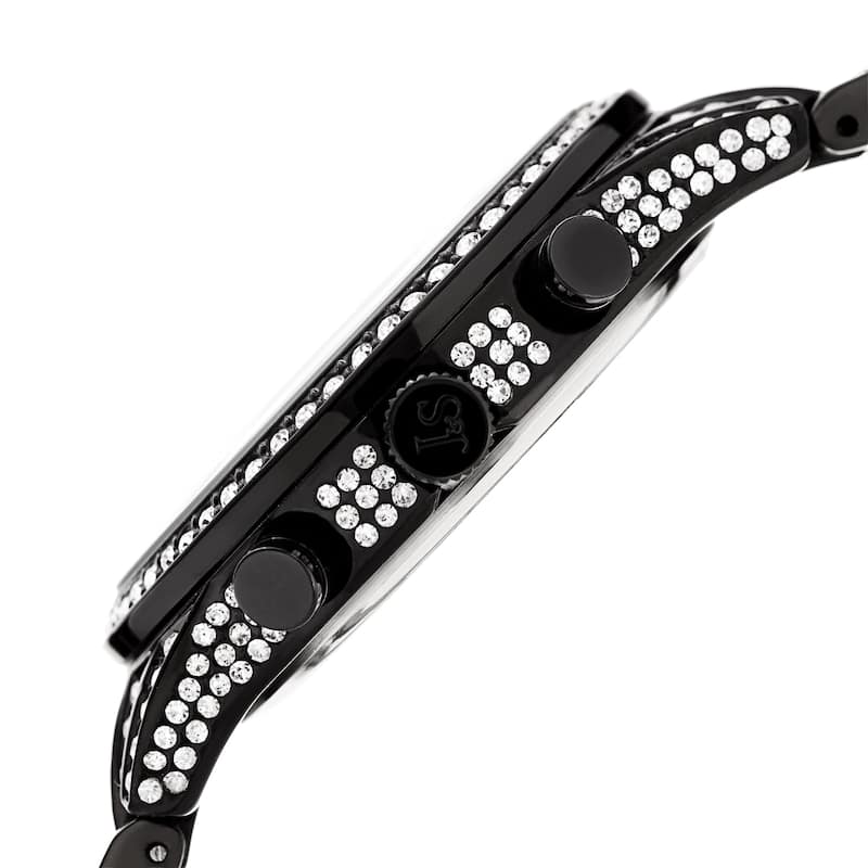 Joshua & Sons Men's Calendar Date Radiant Crystal Black Bracelet Watch