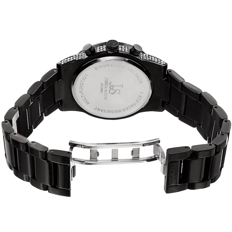 Joshua & Sons Men's Calendar Date Radiant Crystal Black Bracelet Watch