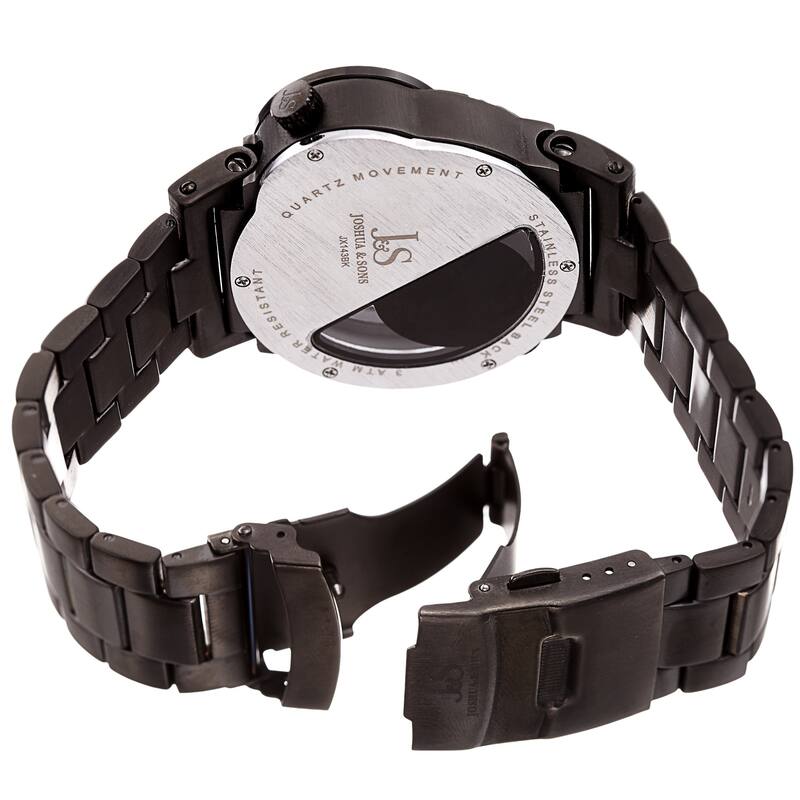 Joshua & Sons Men's Dual Time Transparent Stainless Steel Black Bracelet Watch