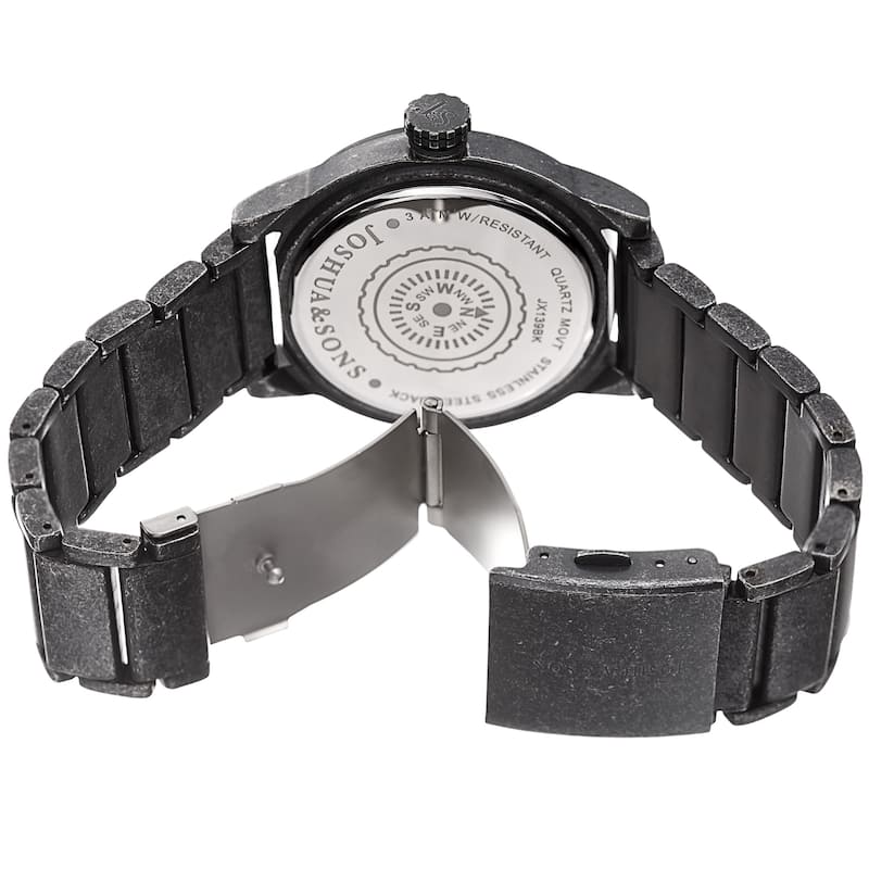 Joshua & Sons Men's Rotating Wheel Compass Antique Style Bracelet Watch