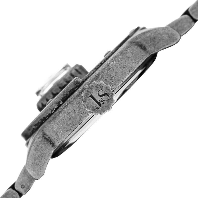 Joshua & Sons Men's Rotating Wheel Compass Antique Style Silver-tone Bracelet Watch