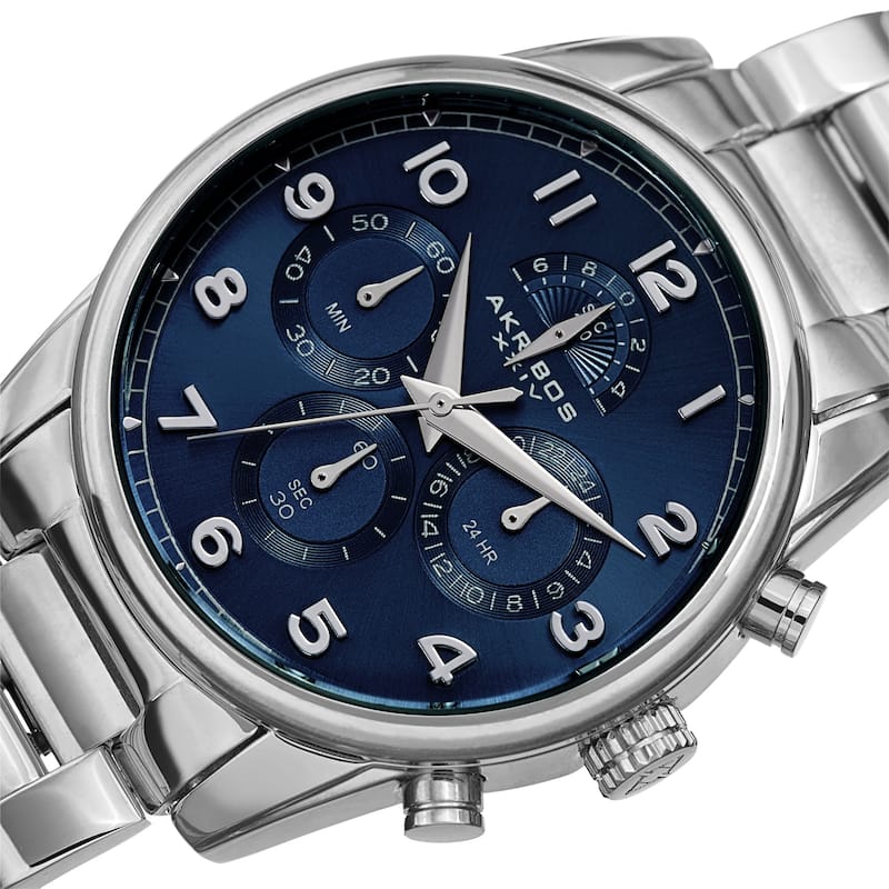 Akribos XXIV Men's Rugged Chronograph Black Stainless Steel Bracelet Watch