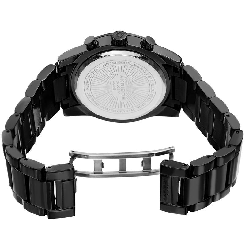 Akribos XXIV Men's Rugged Chronograph Black Stainless Steel Bracelet Watch