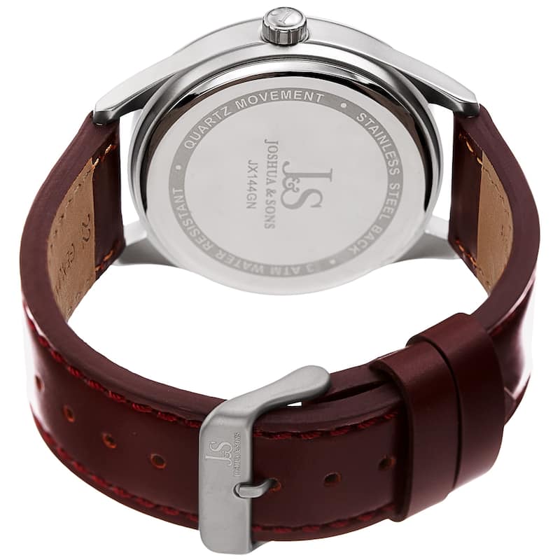 Joshua & Sons Men's Marble Designed Brown Leather Strap Watch
