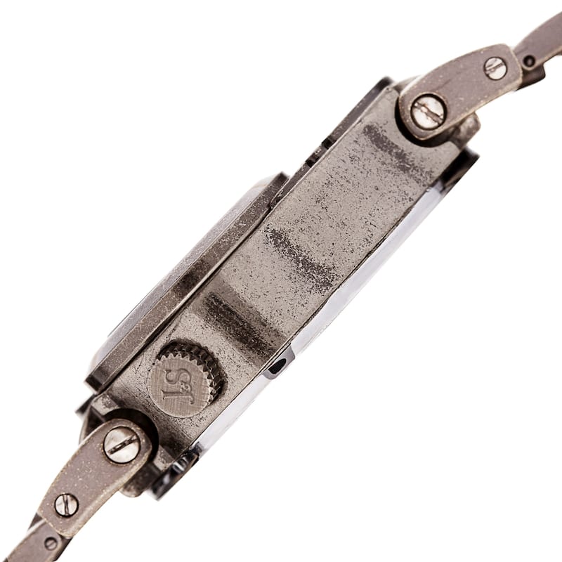 Joshua & Sons Men's Dual Time Transparent Stainless Steel Grey Bracelet Watch